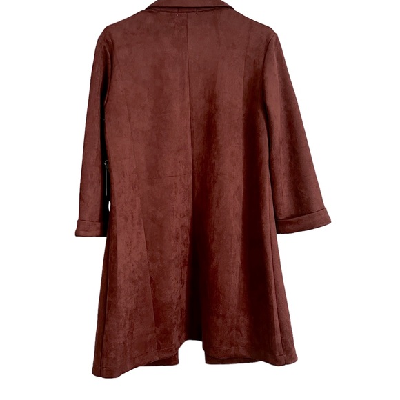 NWT Have Womens Size M Plum Mauve Open Overcoat w/ Faux Suede Look - Picture 2 of 9